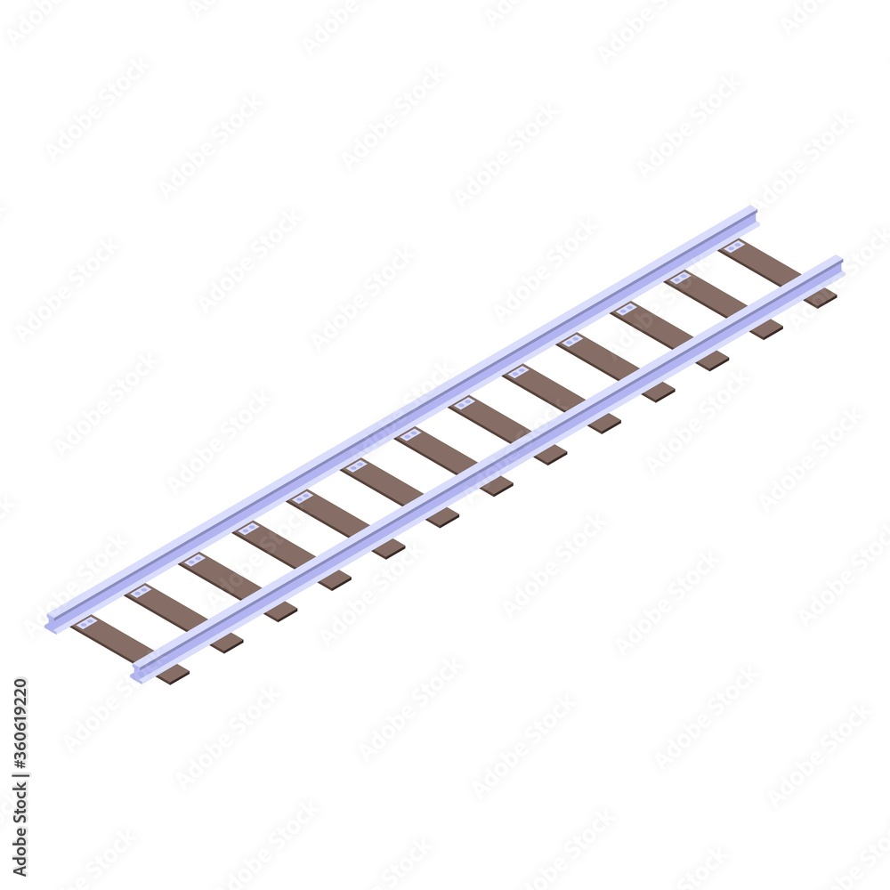 Railway icon. Isometric of railway vector icon for web design isolated on white background