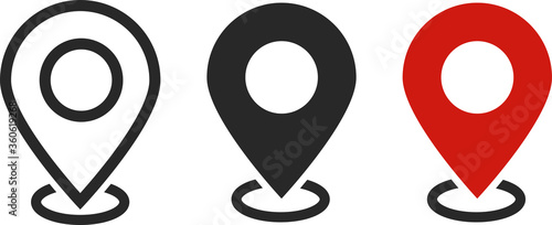 Location pin icon. Map pin place marker. Location icon. Map marker pointer icon set. GPS location symbol collection. Flat style - stock vector.