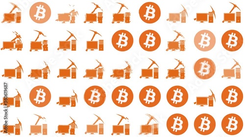 Bitcoin Mining Concept Graphic Animation Loop - Blockchain Cryptocurrency Decentralized Currency