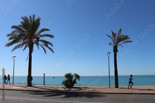 La promenade des Anglais à Nice le long de la mer méditerranée, ville de Nice, Département des Alpes Maritimes, France