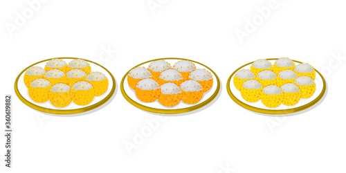 Boondi Laddu Indian Sweets or Mithai Food Vector