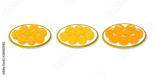 Boondi Laddu Indian Sweets or Mithai Food Vector