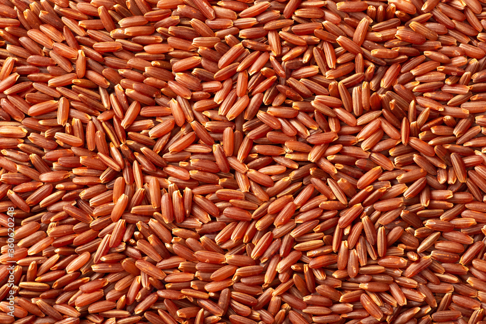 full frame food background of raw red rice, top view full frame food background of raw red rice, top view