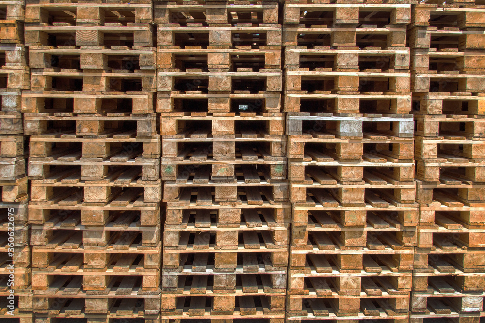 empty wooden pallets in the warehouse. empty wooden pallets in the warehouse.