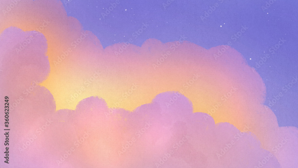夕日が透けた雲のイラスト 幻想的な背景装飾 夕暮れ 星空 夕日が透けた雲のイラスト 幻想的な背景装飾 夕暮れ 星空