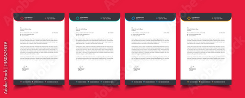 Creative professional corporate modern business style letterhead templates Simple design in minimalist style vector design illustration. color red green blue yellow 