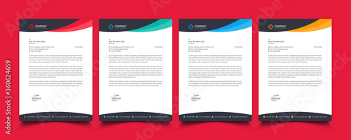 Creative professional corporate modern business style letterhead templates Simple design in minimalist style vector design illustration. color red green blue yellow 