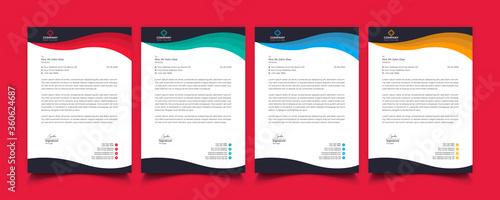 Creative professional corporate modern business style letterhead templates Simple design in minimalist style vector design illustration. color red green blue yellow 