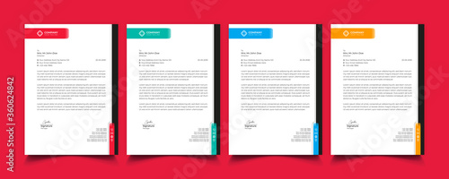 Creative professional corporate modern business style letterhead templates Simple design in minimalist style vector design illustration. color red green blue yellow 