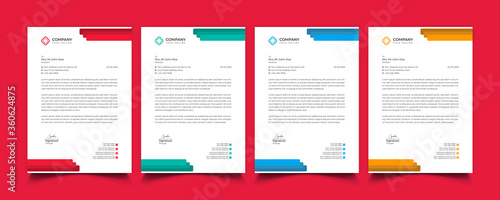 Creative professional corporate modern business style letterhead templates Simple design in minimalist style vector design illustration. color red green blue yellow 