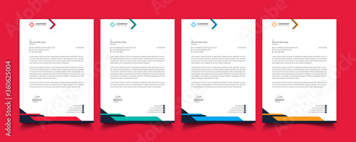 Creative professional corporate modern business style letterhead templates Simple design in minimalist style vector design illustration. color red green blue yellow 