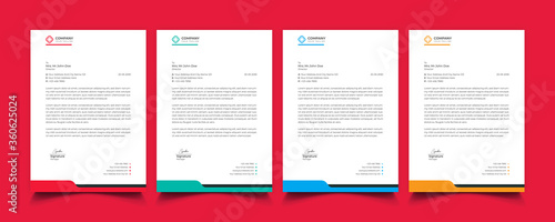 Creative professional corporate modern business style letterhead templates Simple design in minimalist style vector design illustration. color red green blue yellow 