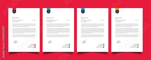 Creative professional corporate modern business style letterhead templates Simple design in minimalist style vector design illustration. color red green blue yellow 