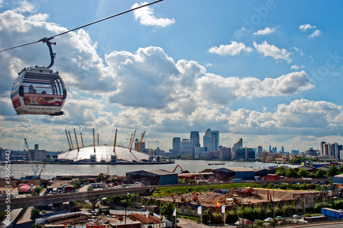 Wallpaper Mural Emirates Air Line cable car travels over the Thames and The O2 Arena Canary Wharf Greenwich London Docklands Torontodigital.ca