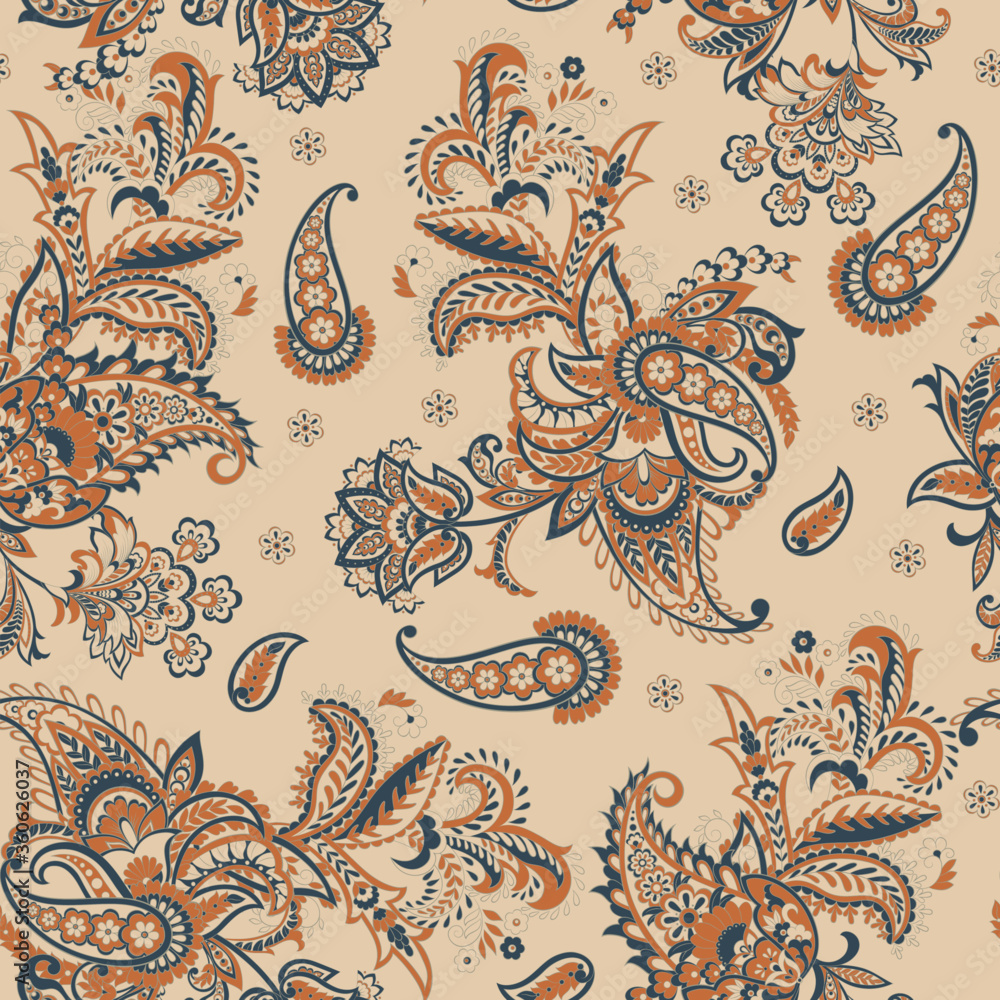 Wall Mural Traditional seamless paisley pattern. Indian floral ornament