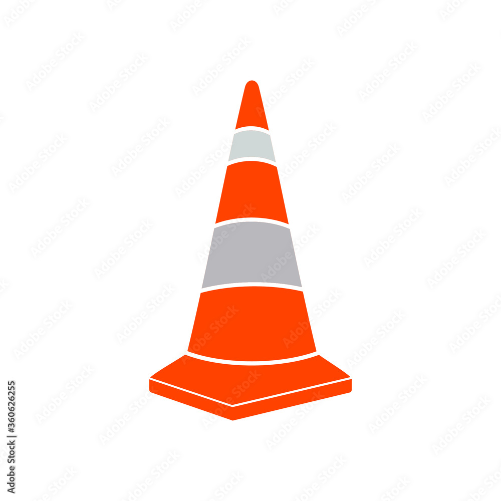 traffic cone sign on the highway isolated white traffic cone sign on the highway isolated white