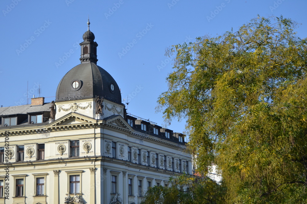 
views of streets and buildings of the old city of prague in autumn
