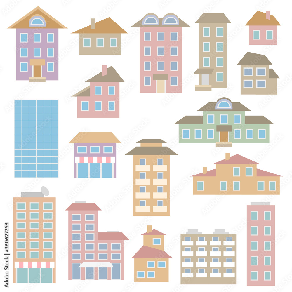 Vector set. Houses in a flat style.