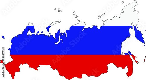 Map of Russia with flag fill