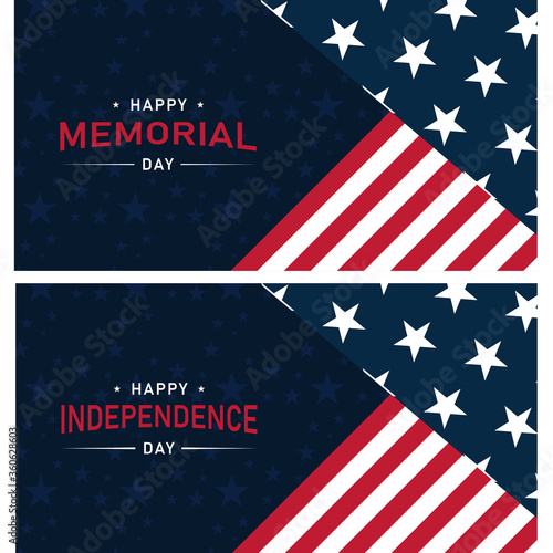Happy Memorial Day Of USA Banner Design. Vectro Illustrator