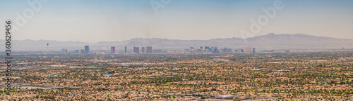 Aerial view of the famous strip cityscape from Lone Mountain