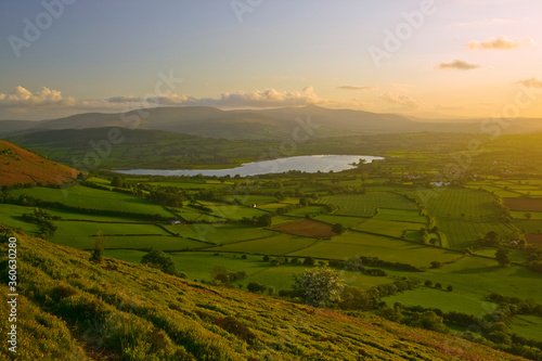 Over view to Llangorse Lake, Brecon Beacons Powys Wales