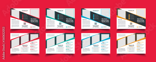 Creative professional corporate modern business style Tri-Fold Brochure templates Simple design in minimalist style vector design illustration. color red green blue yellow