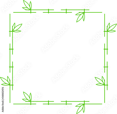 Abstract green bamboo square frame.