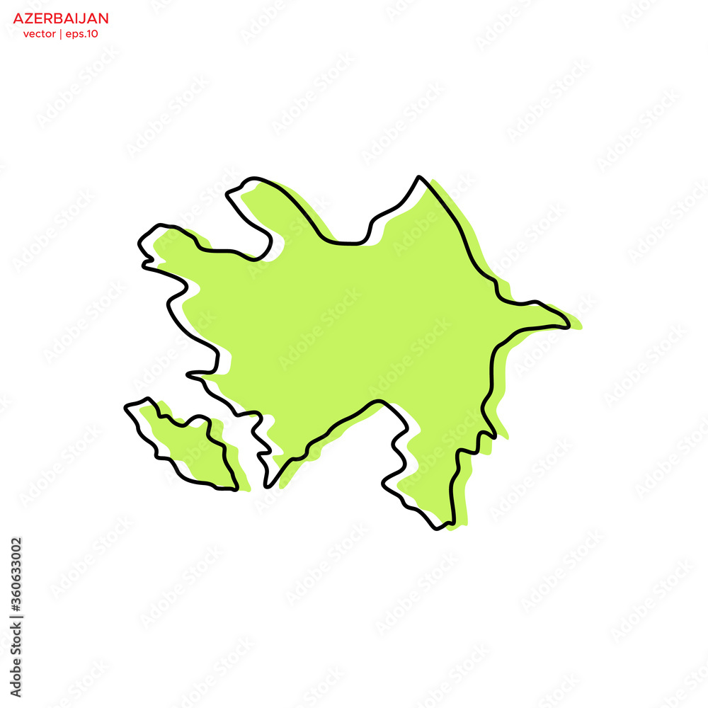 Green Map of Azerbaijan with Outline Vector Design Template. Editable Stroke Green Map of Azerbaijan with Outline Vector Design Template. Editable Stroke