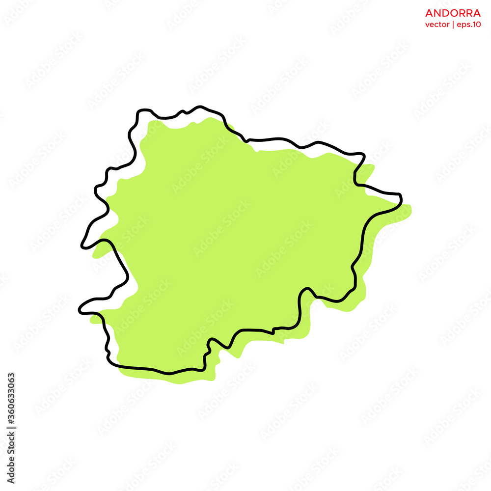 Green Map of Andorra with Outline Vector Design Template. Editable Stroke Green Map of Andorra with Outline Vector Design Template. Editable Stroke