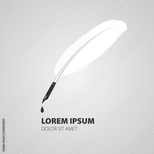 White feather sign, logo. Vector illustration