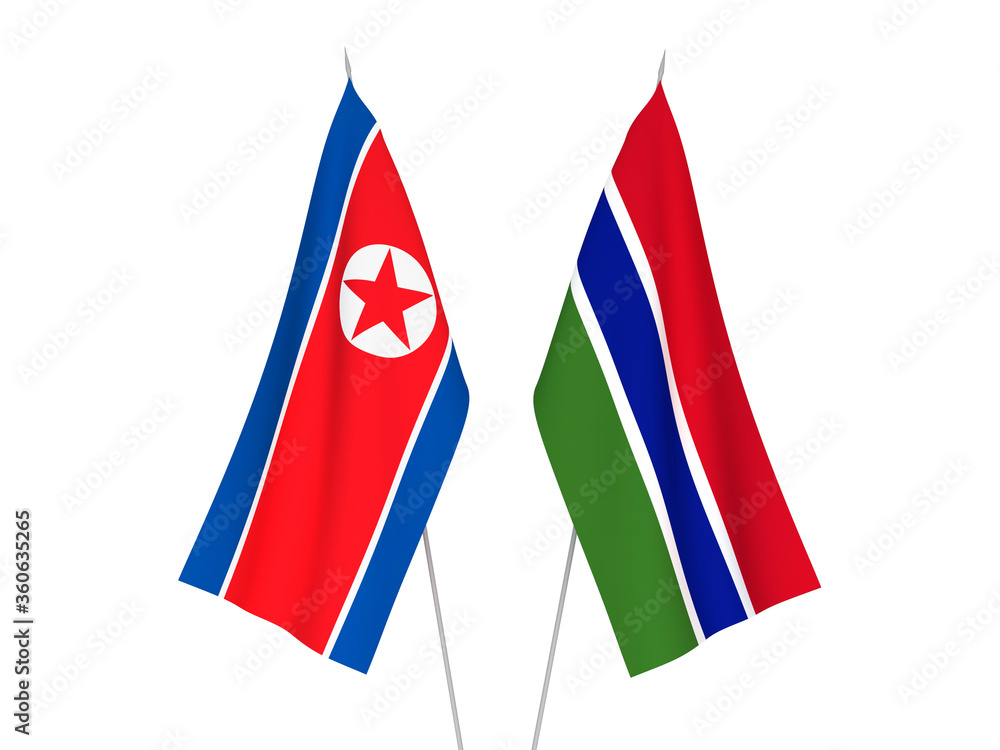 Republic of Gambia and North Korea flags