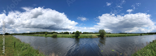 Panorama from the river Vecht in Overijssel