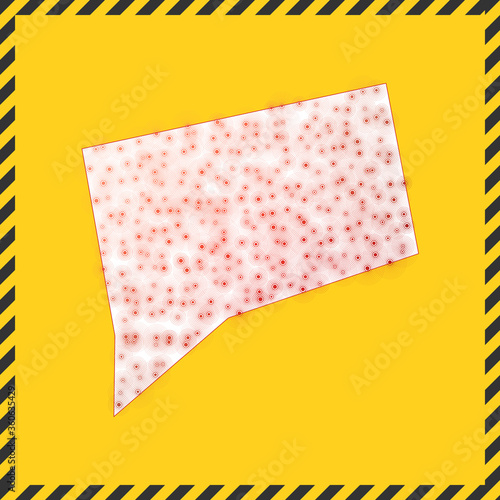 Connecticut closed - virus danger sign. Lock down US state icon. Black striped border around map with virus spread concept. Vector illustration.