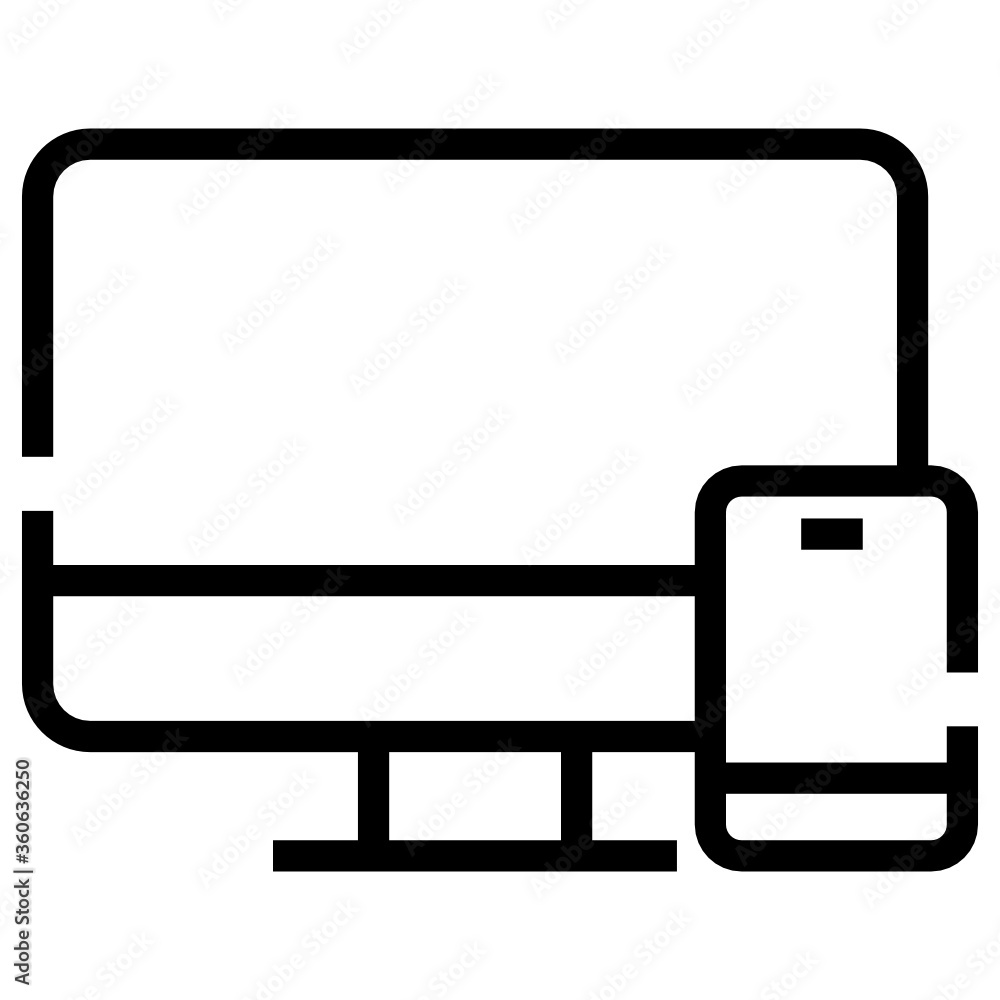 device pc and handphoneicon design line style device pc and handphoneicon design line style