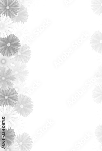 ハガキテンプレート 菊の花 モノクロ 縦
