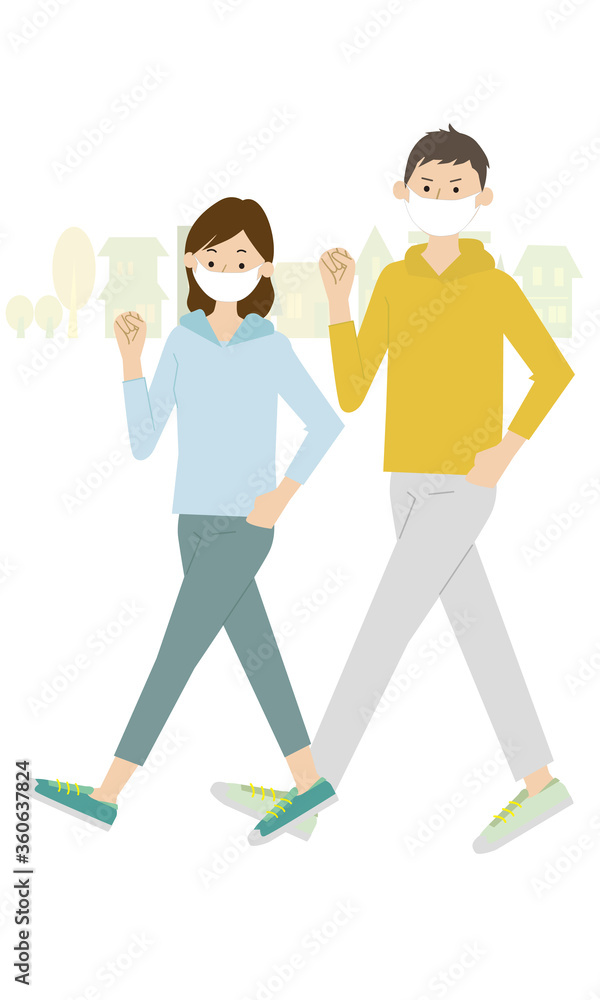 Naklejka premium Illustration of a couple walking