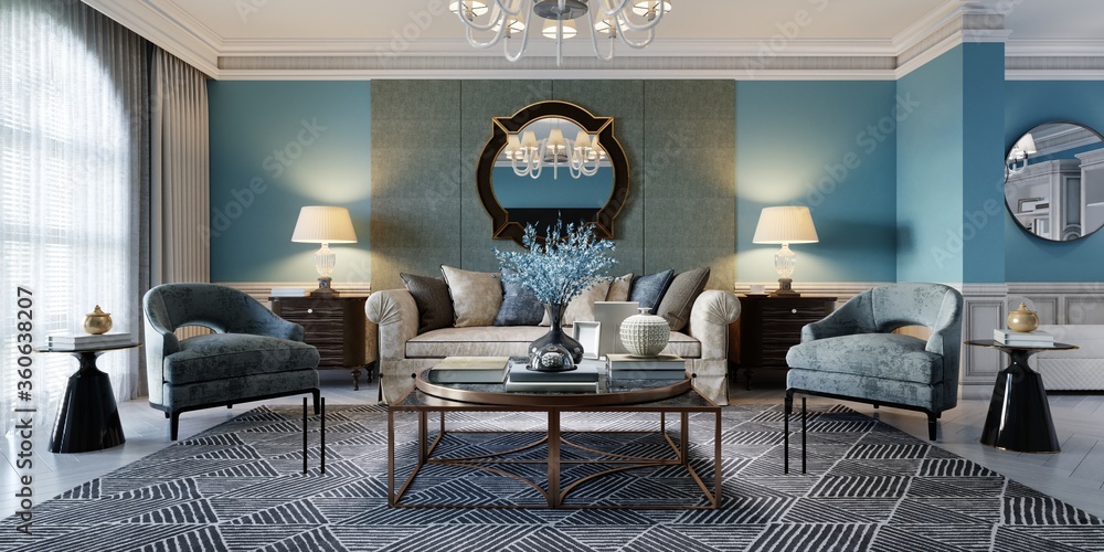 Blue Beige Living Room Decorating Ideas | Cabinets Matttroy