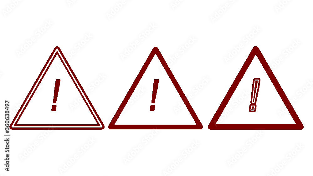 Caution warning signs set. Exclamation marks Caution warning signs set. Exclamation marks