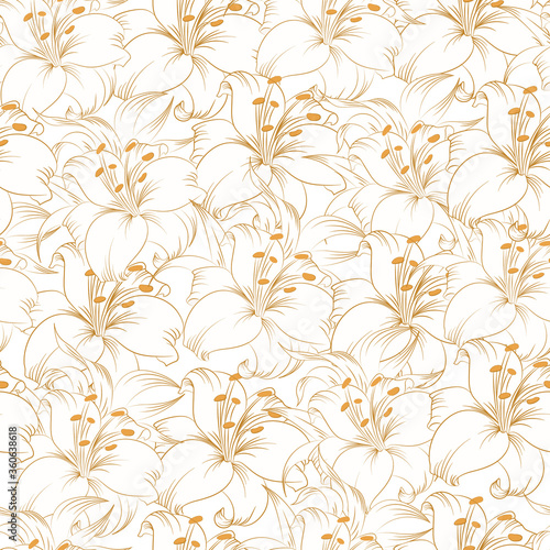 lily flower beautiful outline seamless pattern background
