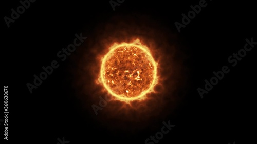 sun is a star or fireball on black background, computer render photo