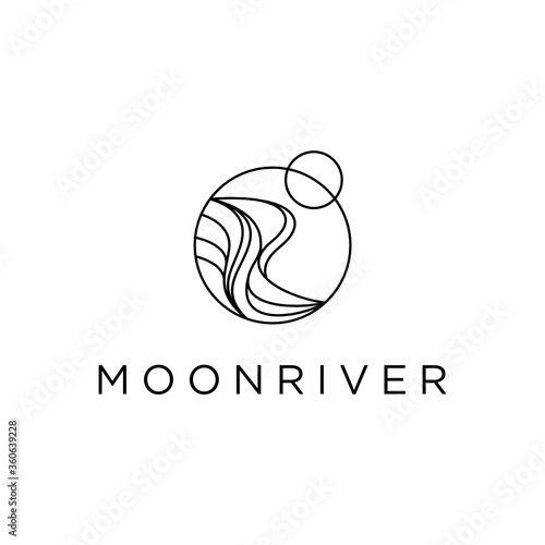Moon River custom logo design inspiration vector icon illustration custom logo design vector
