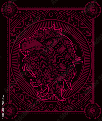 Eagle head mandala style with sacred geometry pattern-vector retro illustration.