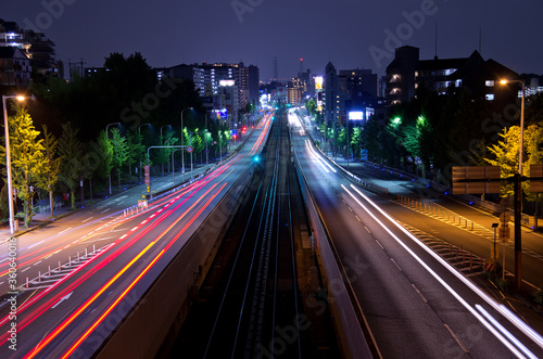 The other side / night beams & train rail
