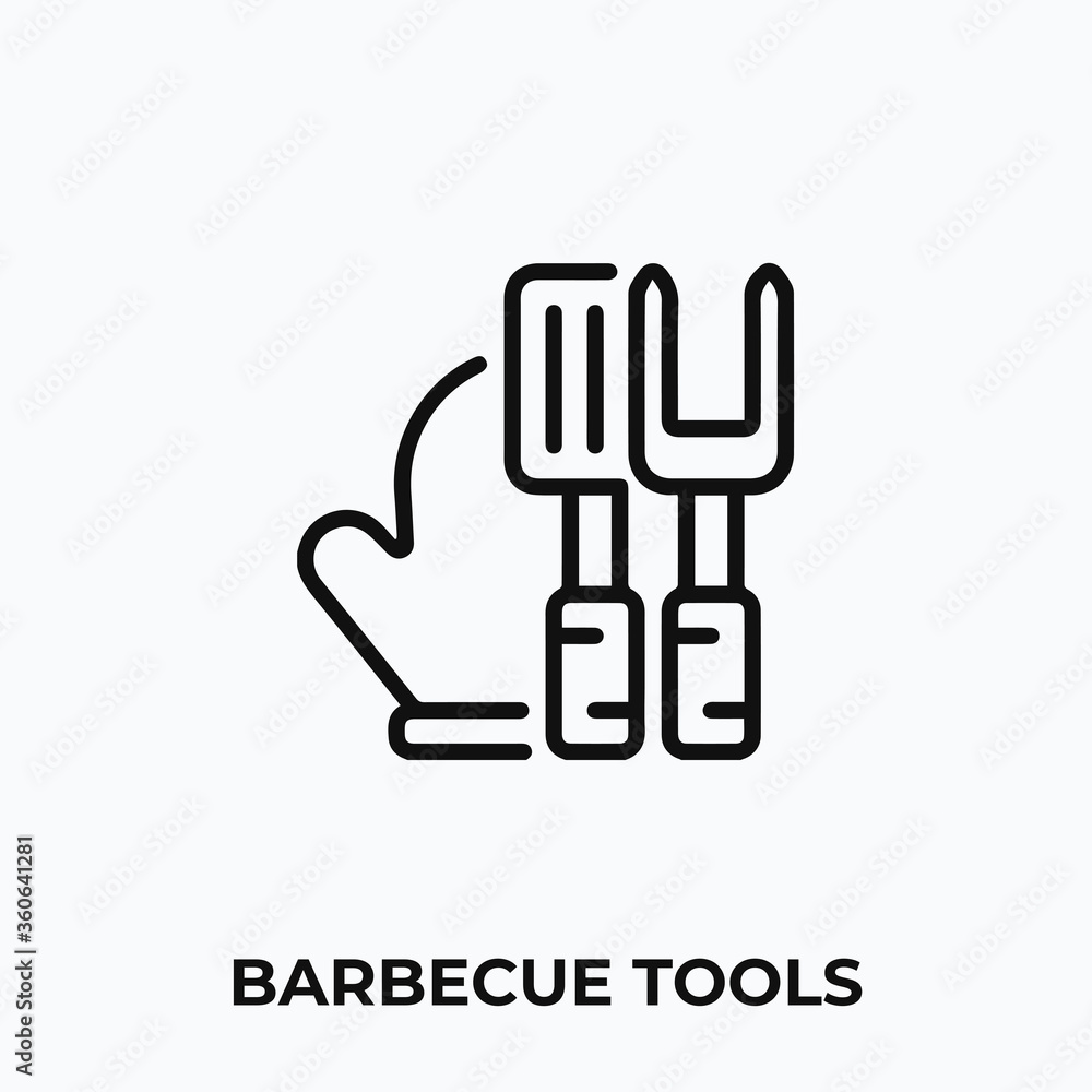 barbecue tools icon vector. Barbecue sign symbol for your design. barbecue tools icon vector. Barbecue sign symbol for your design.