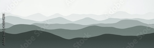 artistic panoramic image of hills ridges in the clouds cg background texture illustration