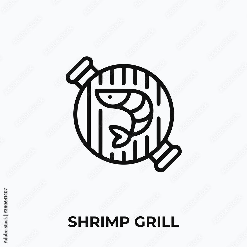 shrimp grill icon vector. Barbecue sign symbol for your design. shrimp grill icon vector. Barbecue sign symbol for your design.
