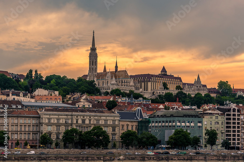 A view across the River Danube towards the Fisherman s Bastion on a summer s evening
