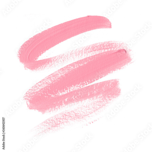 Pink lipstick smudge trace isolated on white background. Perfect beauty element design. Image.
