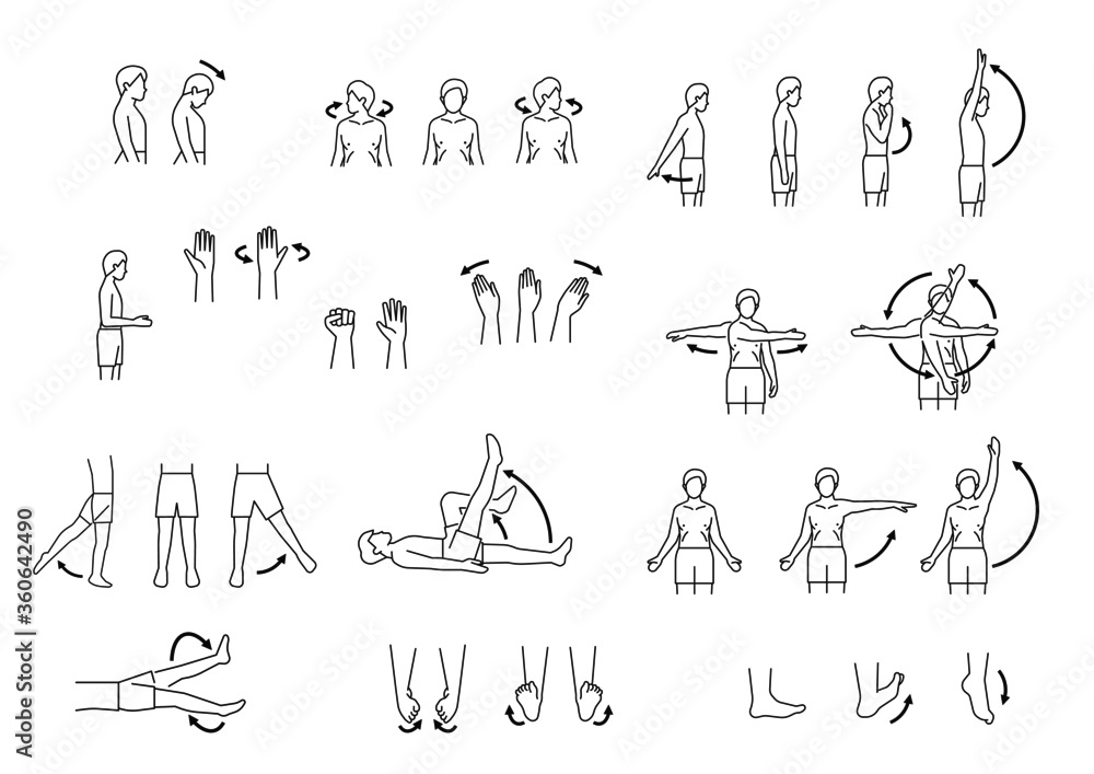 Vecteur Stock human body range of motion, body movement icon set | Adobe  Stock